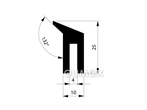 "U" Gummiprofil, 25x10/4mm, 70°ShA, NBR, -40°C/+70°C, schwarz, 